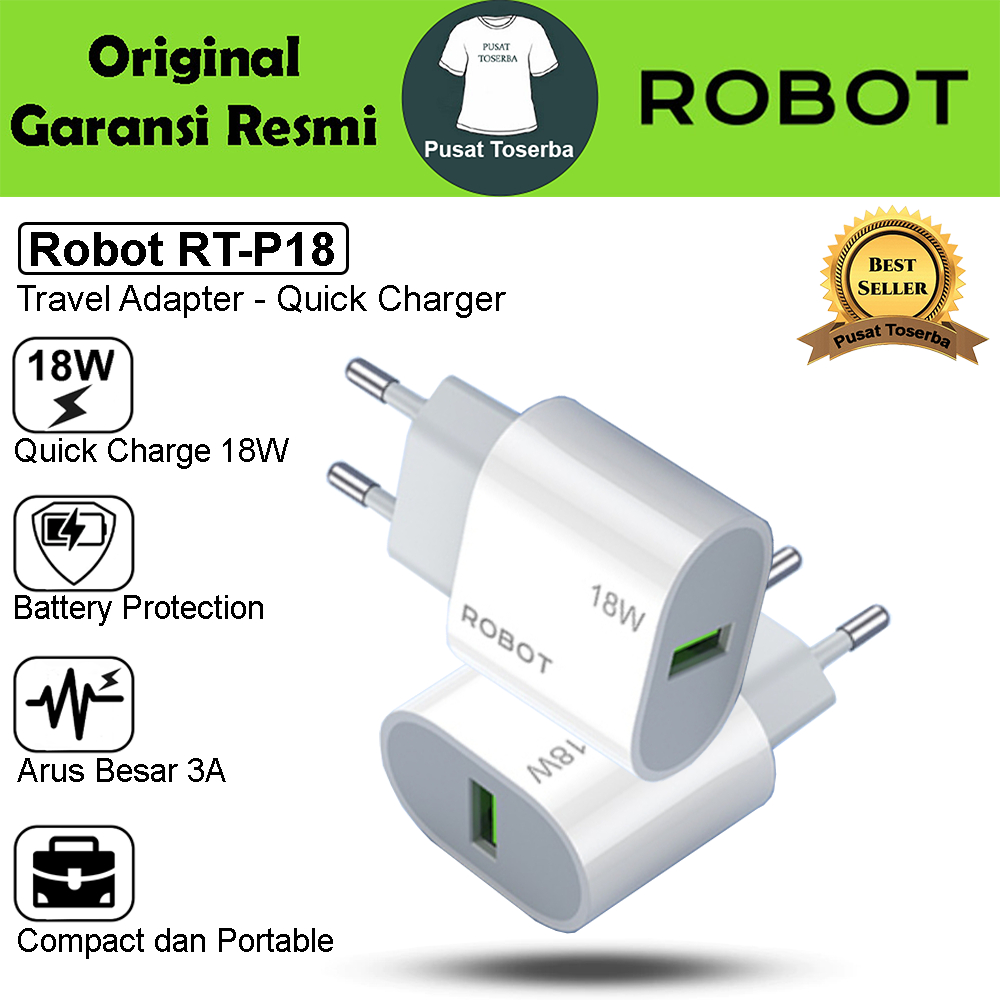 Charger Robot RT-P18 Quick Charge 3A 18W Travel Adapter Adaptor Original Garansi