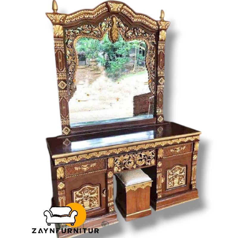 Meja Rias Tolet Ukir Gebyok Kayu Jati Jepara