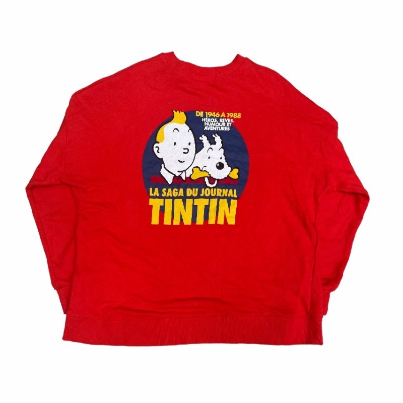 crewneck tintin crewneck second hoodie second jaket second sweater second knitwear vintage not jaket
