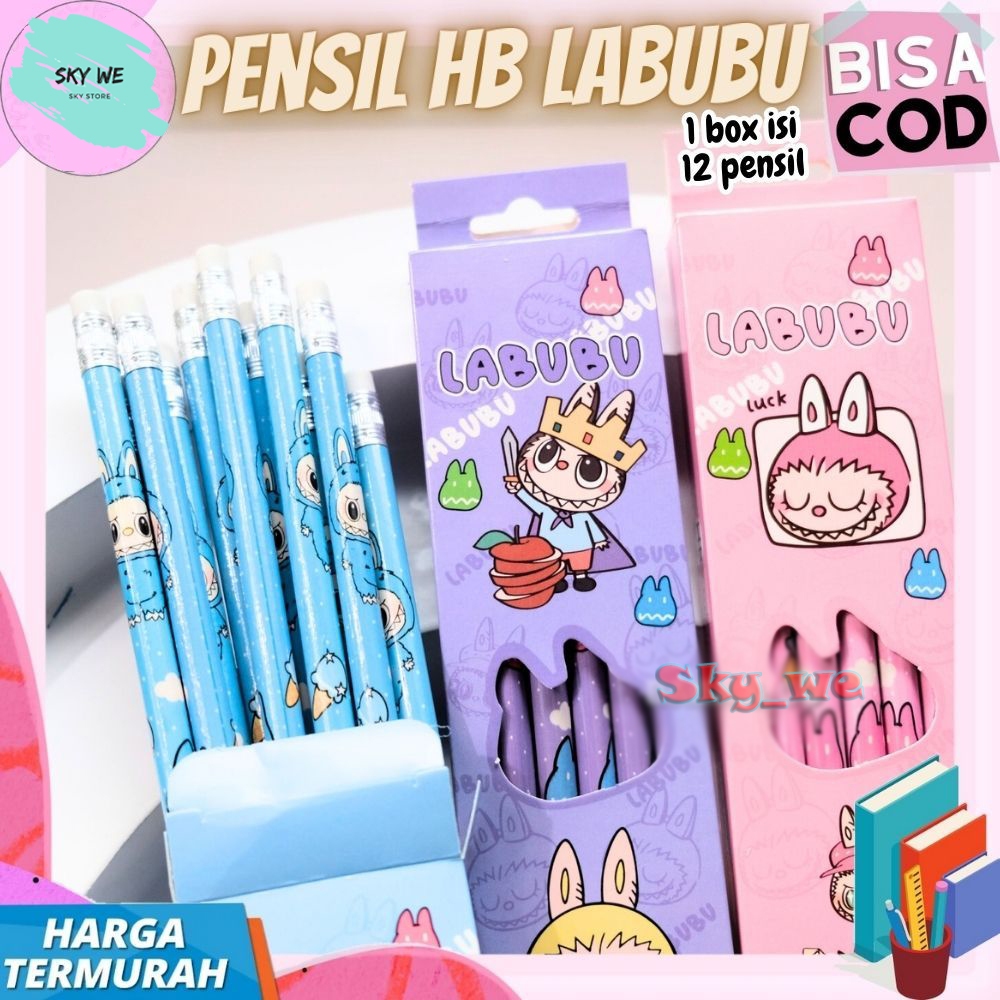 

Pensil Labubu Pencil Kayu Fancy Kartun Labubu Lucu isi 12 pcs per box