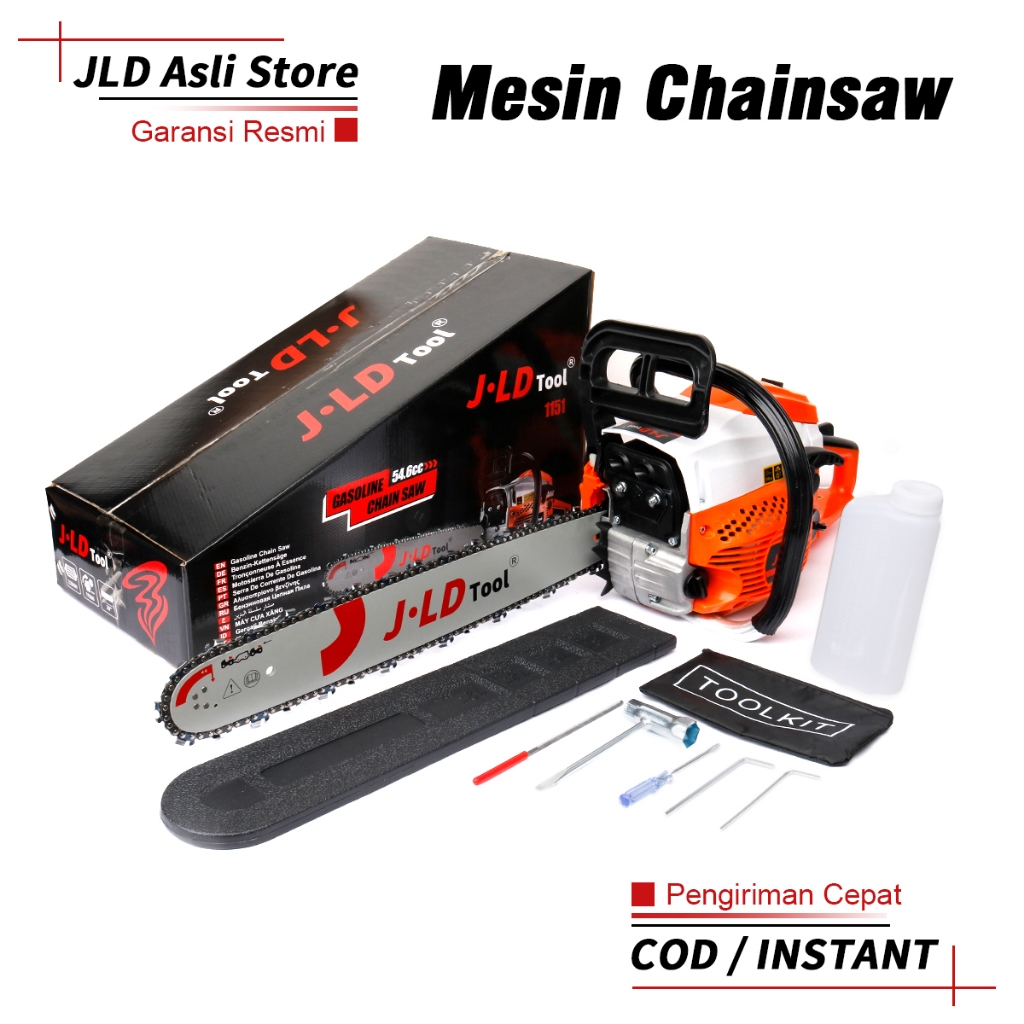 JLD 2TAK Chainsaw Senso Berkualitas 54.6CC Mesinsinso 3HP Mesin Gergaji Rantai Bensin 20 inci Mesinc