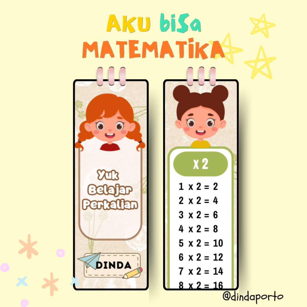 Flashcard Perkalian | Tabel Perkalian Matematika  1-10 by @dindaporto