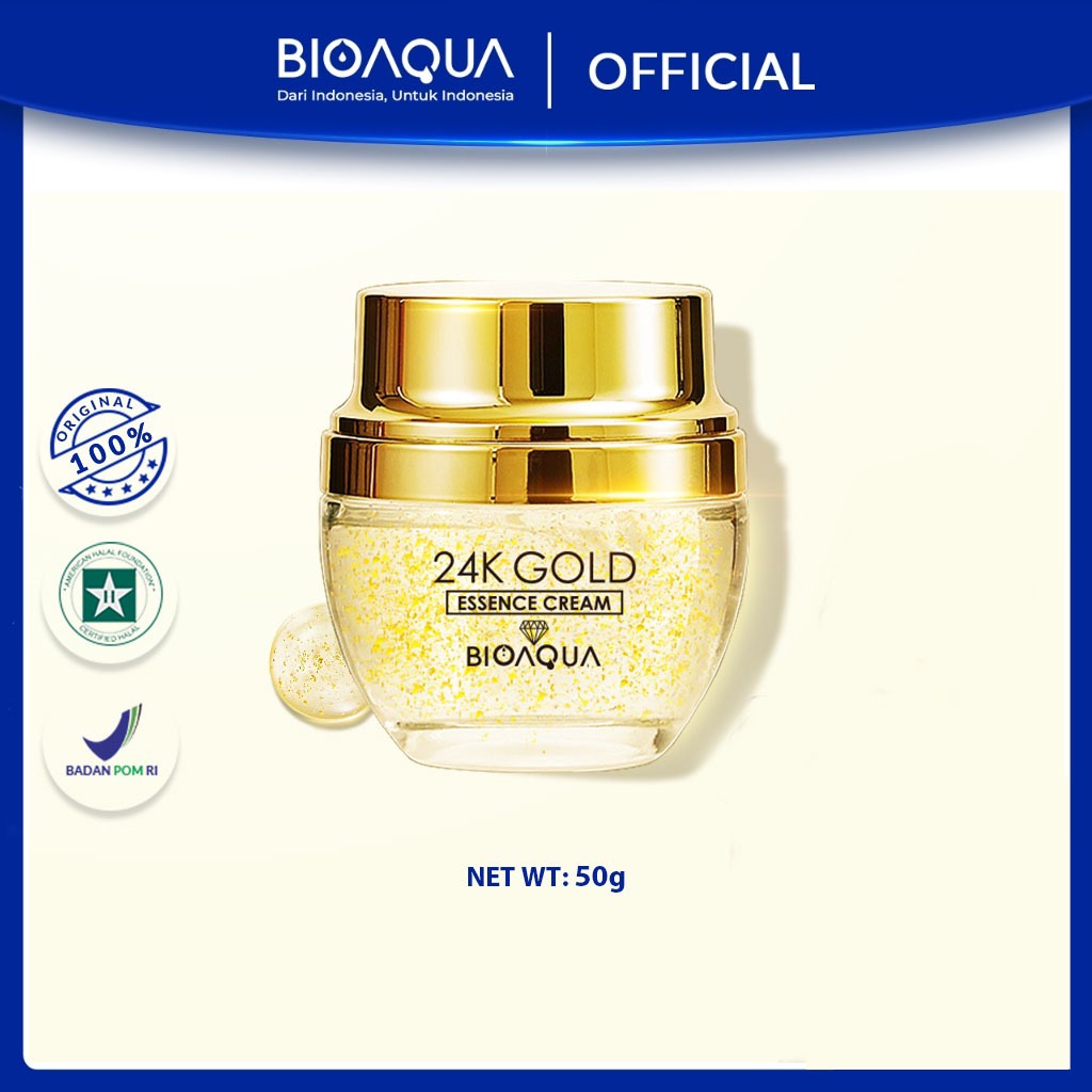 BPOM Bioaqua Cosmetics 24K Gold Skin Brightening skincare bpom day night cream facial moisturizer /S
