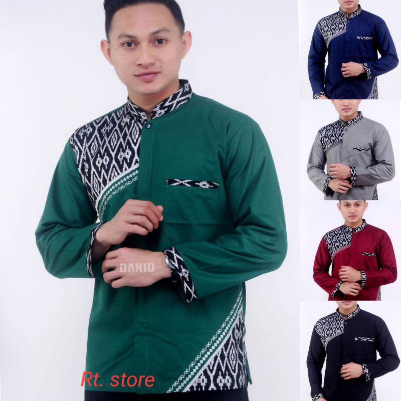 BAHAN PREMIUM / KOKO BATIK FASHION MUSLIM DEWASA KOMBINASI BORDIR Al Haramain terbaru