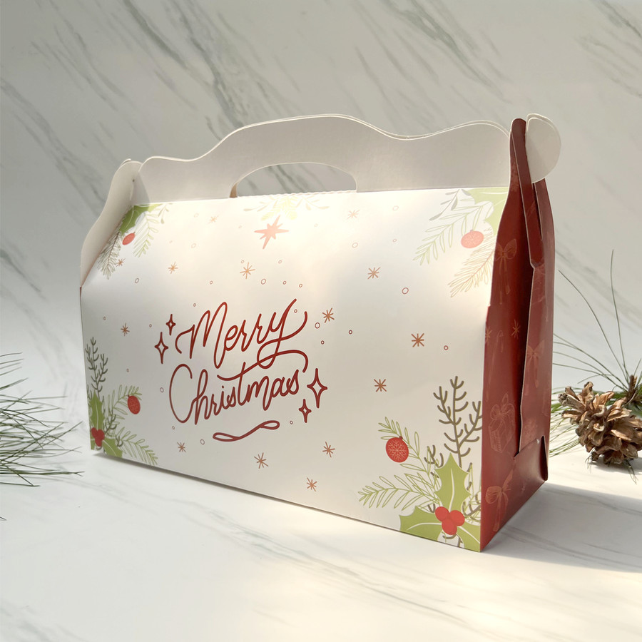 

5 Pcs Gable Box Packaging Hampers Natal Material Ivory 270gsm Ukuran 30x10x12 cm