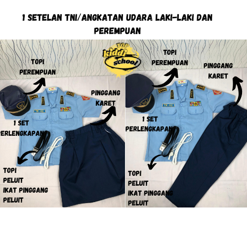 GROSIR SETELAN SERAGAM TNI AU ANAK TK PAUD LAKI PEREMPUAN SEKOLAH