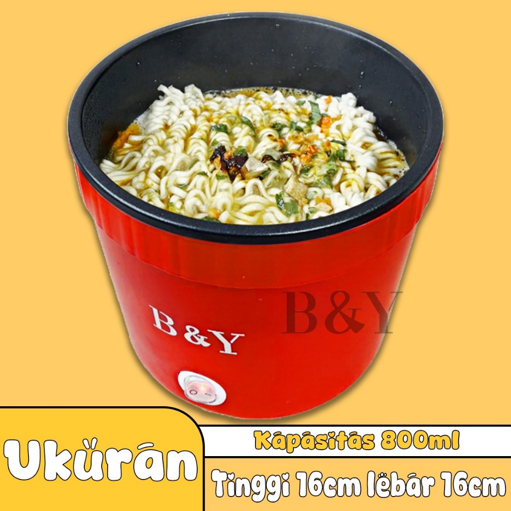 Panci Listrik Mini Teflon 16Cm / Panci Masak Listrik Mini Multifungsi / Panci Listrik 0,8L Serbaguna