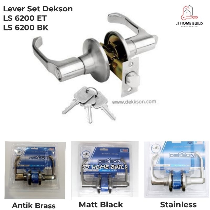 Lever Set Dekson LS T6200/Kunci Pintu Kamar Mandi Dekson / Gagang Handle Kamar Mandi LS T 6200 ET BK
