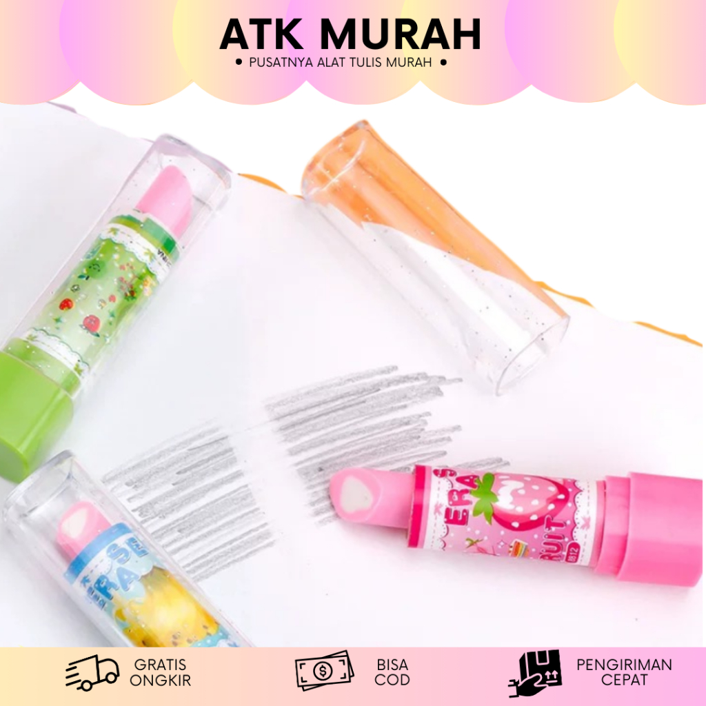 

PENGHAPUS BENTUK LIPSTIK GAMBAR BUAH ER-1218 PENCIL ERASER ALAT TULIS SEKOLAH LUCU MURAH TERJANGKAU