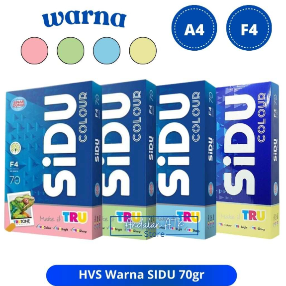 

KERTAS HVS A4 70gr SIDU WARNA