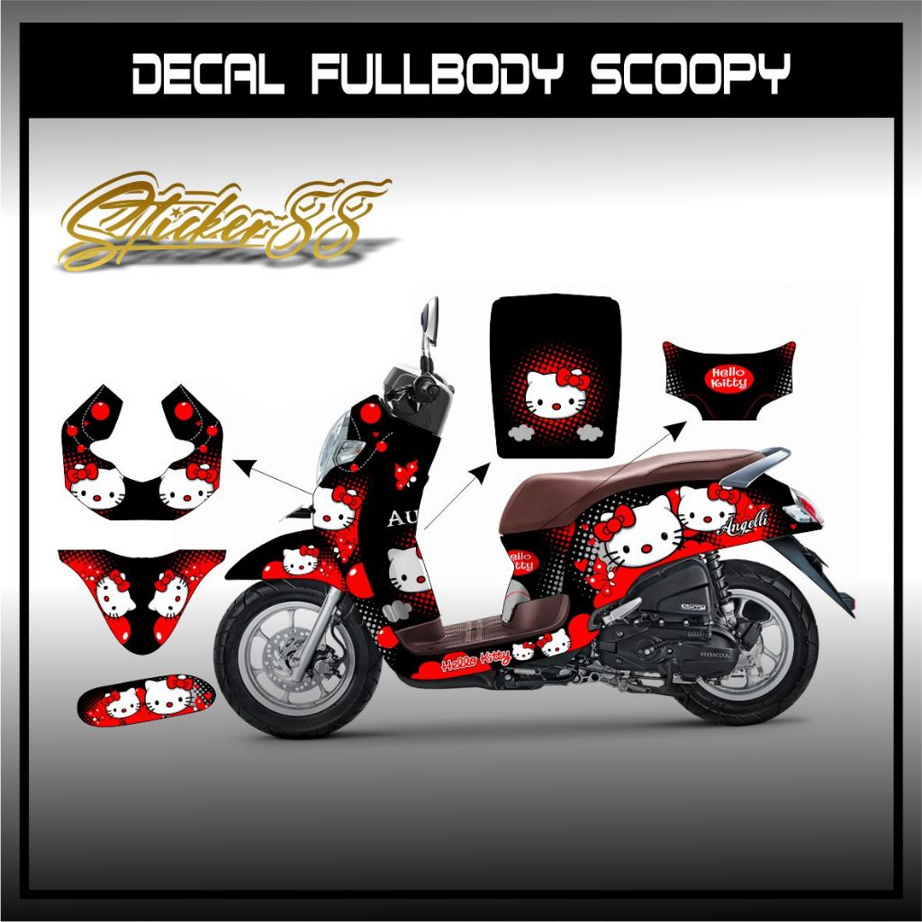 Hello Kitty Decal Fullbody Scoopy Motor Honda / STICKER DECAL FULLBODY SCOOPY / Decal Honda Scoopy F
