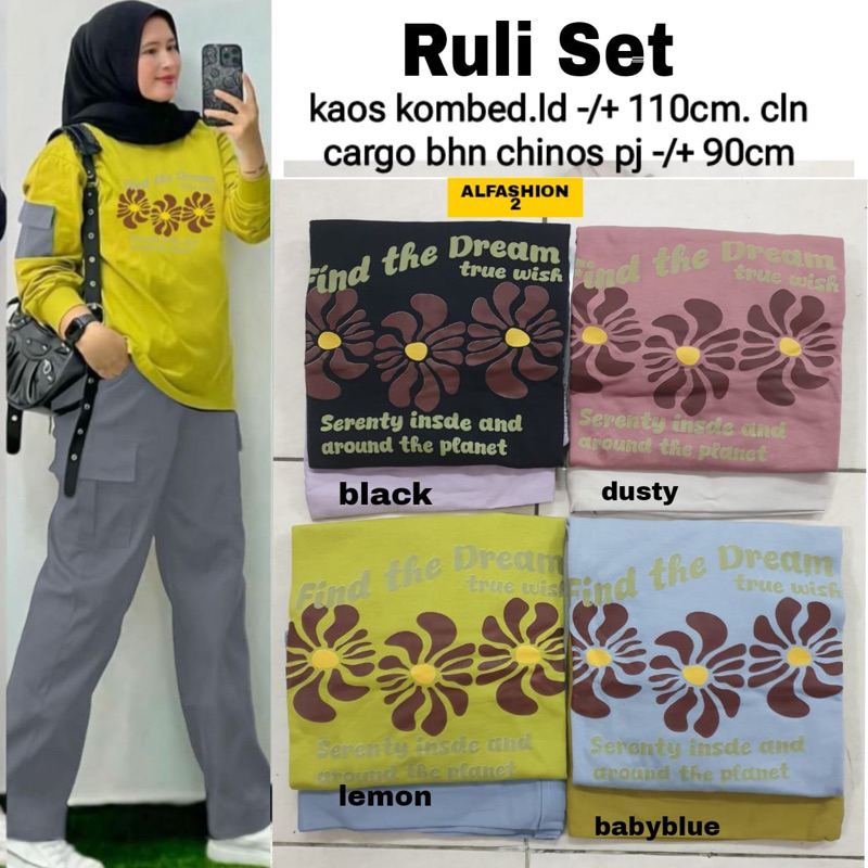 RULI RAVITA SET 2 • LAMINA SET • ANOYA FAZERA ORIGINAL BY ALFASHION / MIDI DRESS CRINCLE IMPORT LD 1
