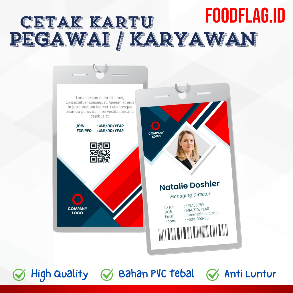 

ID Card / Kartu Pegawai / Karyawan Bahan PVC Tebal / Anti Luntur