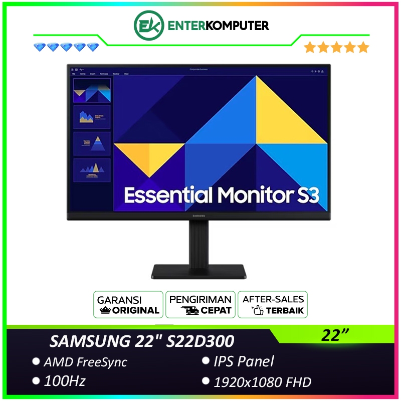 SAMSUNG 22" S22D300 FHD IPS 100Hz with AMD FreeSync / Monitor 22 inch