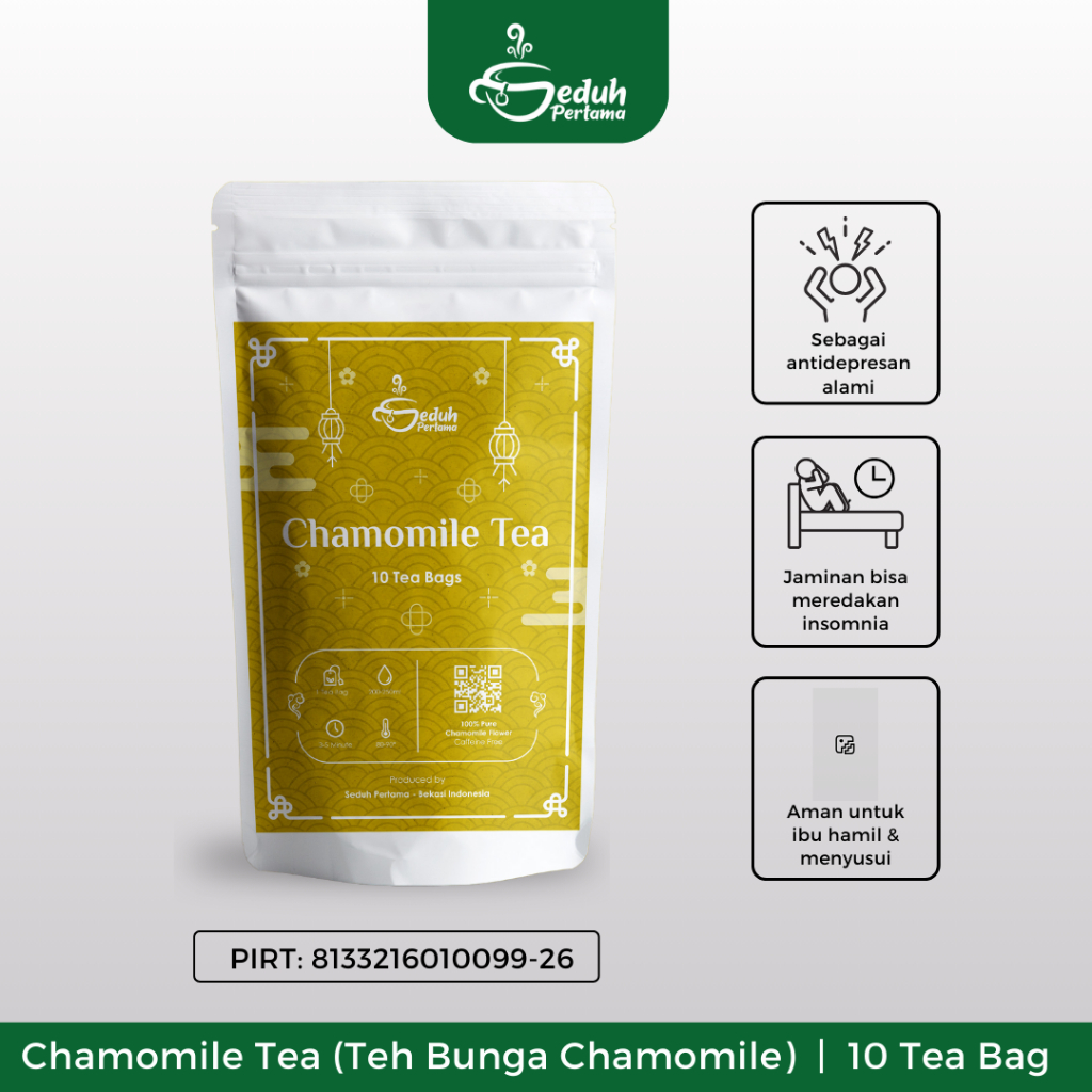 

Seduh Pertama 10 Tea Bag - Chamomile Teh Insomnia | Flower Tea Siap Seduh Kemasan Ekonomis Dalam Kantong Teh