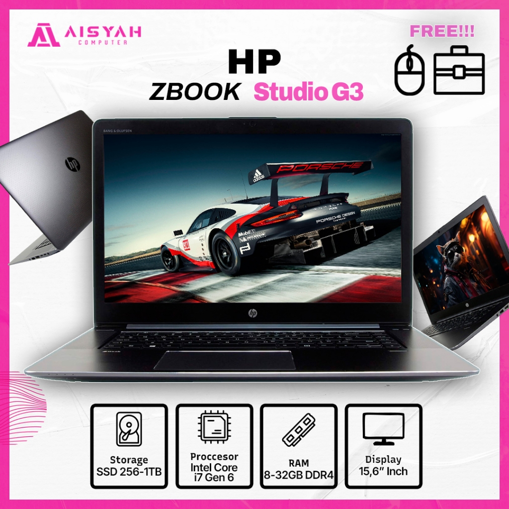 Laptop HP Zbook Studio G3 / Core i7 Gen 6 + VGA / RAM 16GB SSD 512GB / SECOND ORIGINAL FULLSET BERGA