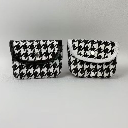 THEATA - dompet koin dan kartu kanvas dompet wanita houndstooth dompet coin