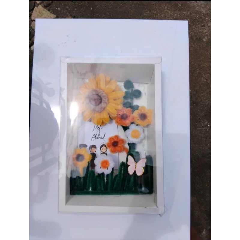 Flower in frame Bingkai foto 3D | flower box | Gift hadiah |bunga kawat bulu|kado foto Aestetic