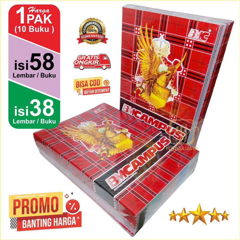 

Buku Tulis CAMPUS BMC & BUKU TULIS KUROMI Isi 50 Lembar & 36 Lembar HARGA 1 PAK (10 BUKU)