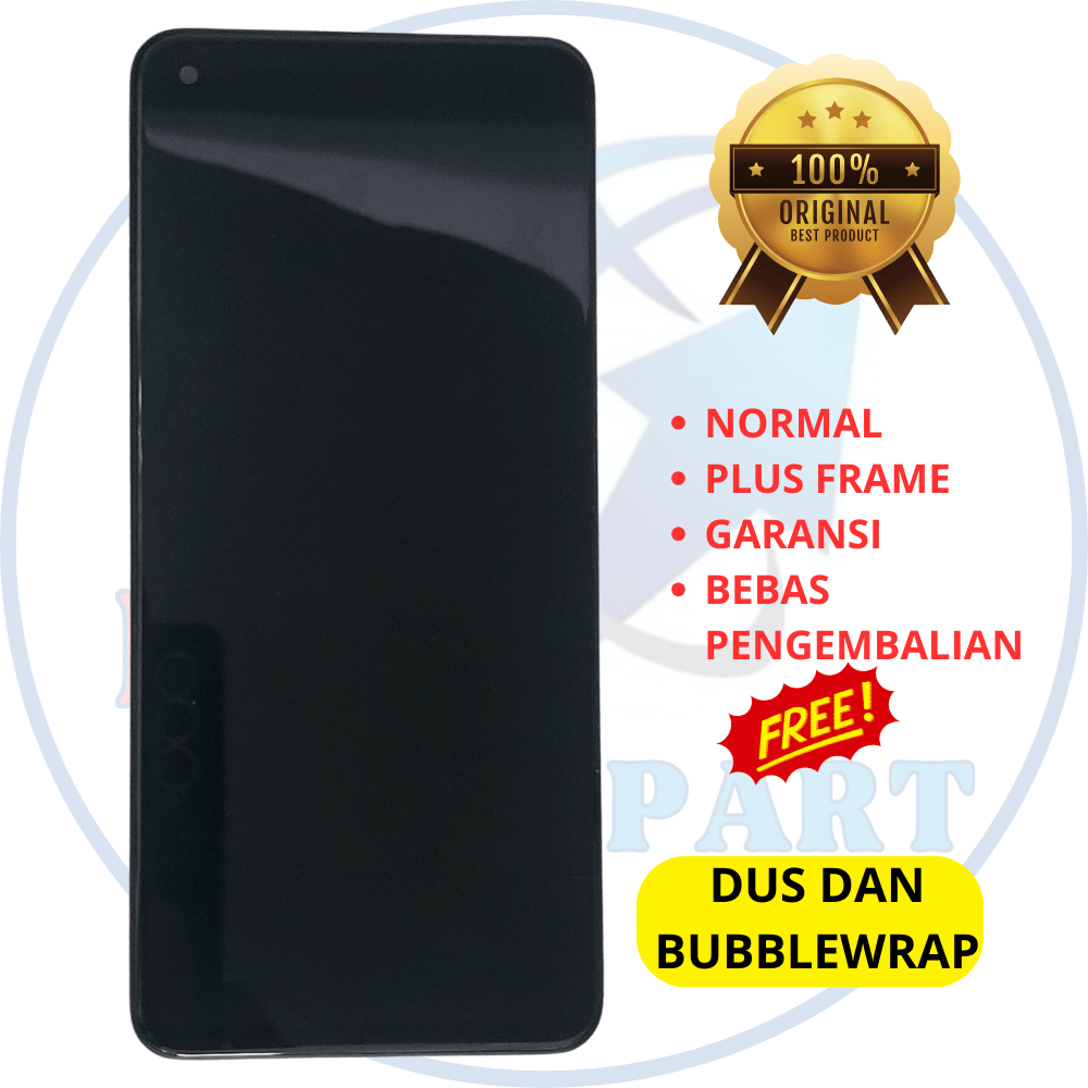 lcd oppo reno 6 4g original copotan - plus frame - finger ON - ori cabutan bawaan