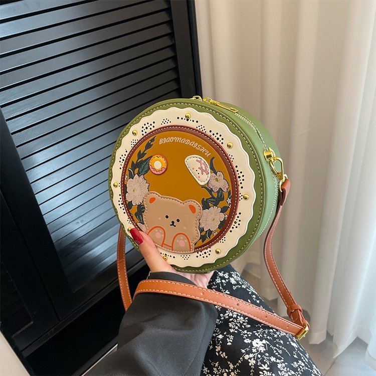 JK 3143 TAS SELEMPANG WANITA MOTIF BERUANG LUCU SLINGBAG TAS CEWEK LUCU KOREA AESTHETIC TAS BULAT GE