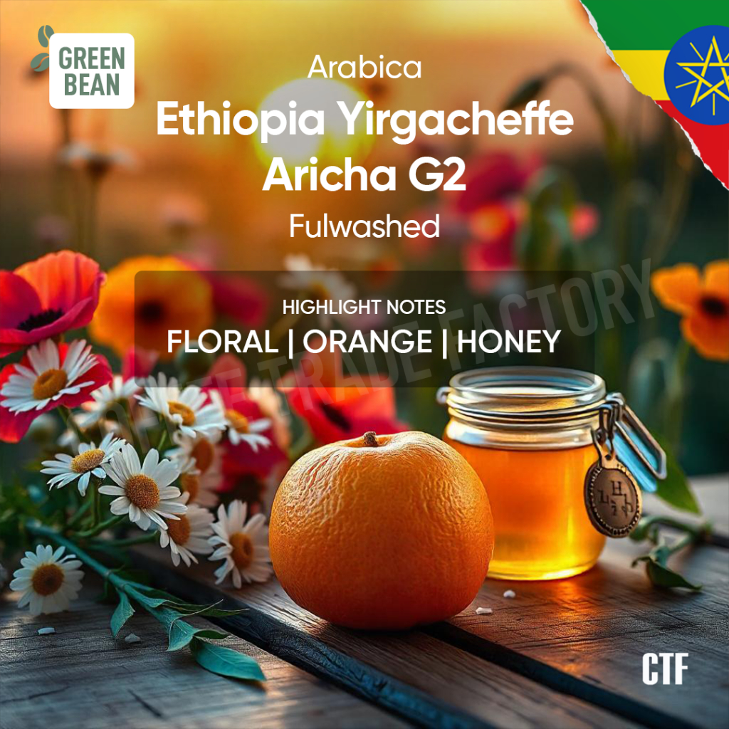 

Green Beans Arabika Ethiophia Yirgacheffe Aricha Fullwashed Heirloom / Coffee Trade Factory CTF / Green Bean Arabica ethiopia etiopia Biji kopi mentah full wash premium berkualitas greenbean specialty coffee