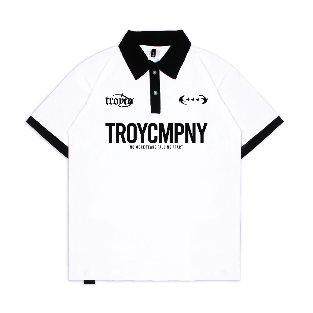 Troy Company Wangky Polo Shirt White Black Tristitia - Kaos Polo Wangki Pria Putih Hitam WKD 2899