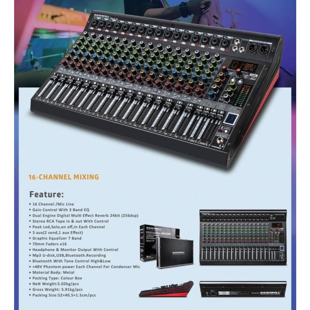 MIXER AUDIO HARDWELL MARK16 ORIGINAL 16 CHANNEL