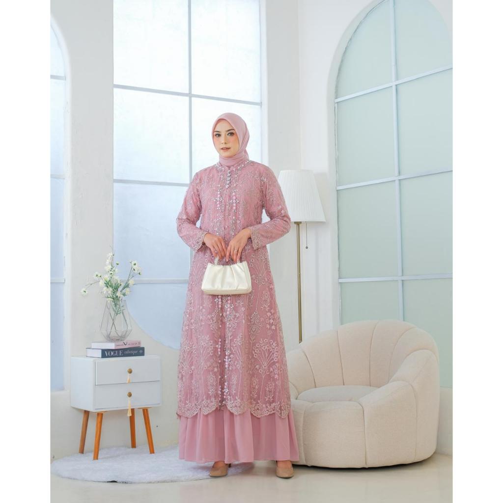 Naily kebaya - Gamis kanaya ceruti baby doll outer lepas pasang / Baju gamis pesta dan lebaran model