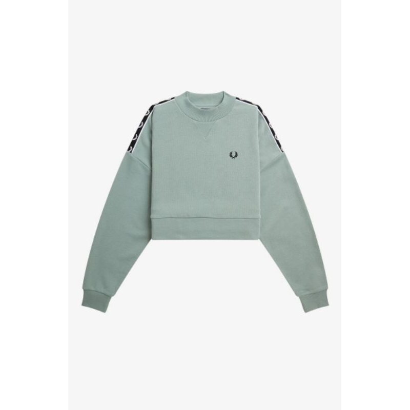 Fred Perry Women Tape Sweatshirt Silver Blue Original
