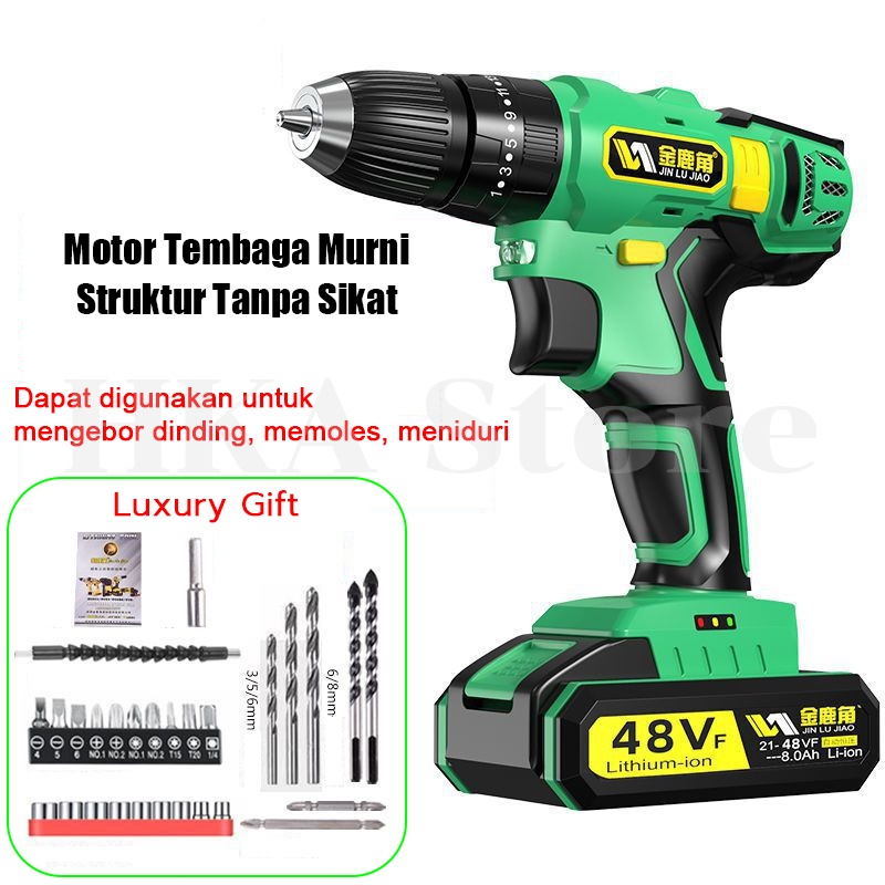 Mesin bor listrik Bor tanpa kabel Torsi Tinggi Kecepatan Variabel Tak Terbatas motor tembaga murni S