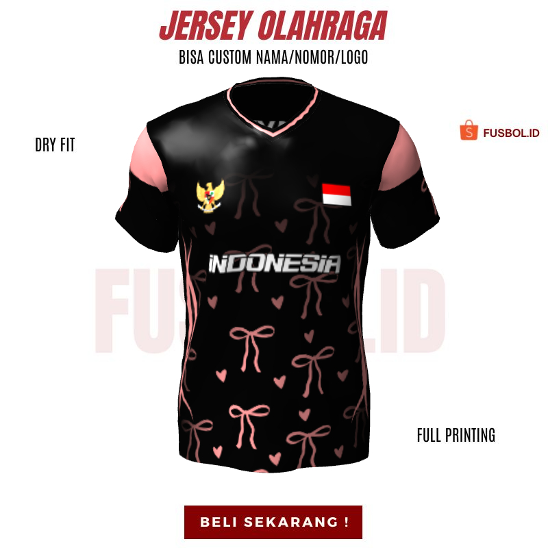 Kaos Jersey Futsal Hitam Pink Motif Pita 530 - Kaos Jersey Bola Custom Free Desain Bebas Sesukamu