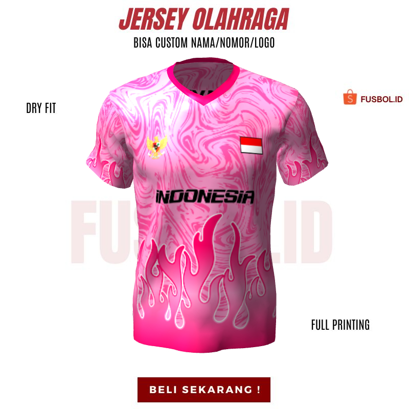 Kaos Jersey Futsal Pink Motif Liquid Api 529 - Kaos Jersey Bola Custom Free Desain Bebas Sesukamu
