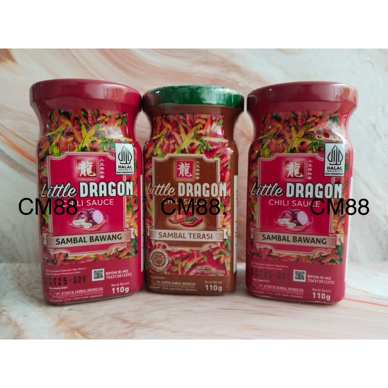 

Little Dragon Chili Sambal Bawang/Terasi Kemasan Botol 110gram, 100% natural tanpa pengawet!