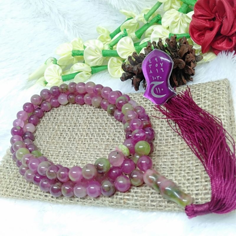 Tasbih Batu Ruby Tanzania 99 butir 8mm