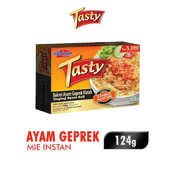 

Mie Sedaap Instant dengan Daging Ayam Asli Tasty Mi Instan BAKMI AYAM GEPREK DENGAN SAMBAL MATAH 124gr