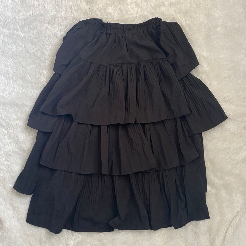 PRELOVED - Tutu Skirt Black | Rok Midi Black | Ruffle Skirt | Rok Hitam