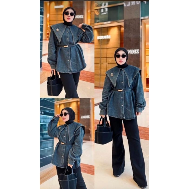 KEMEJA JEANS SHELLASAUKIA ORIGINAL /DRESS FLOWER CLASSIC
