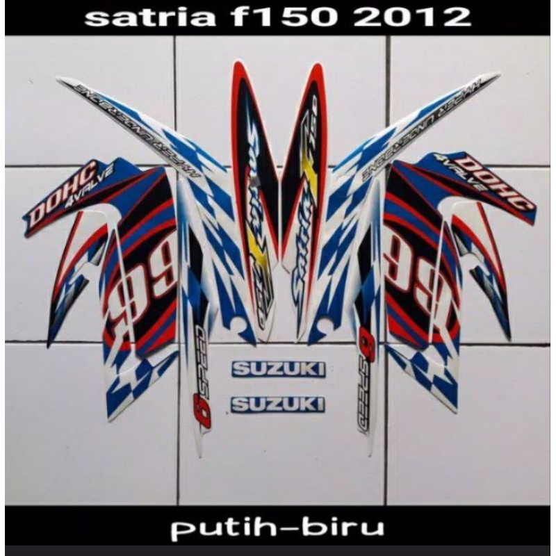 striping stiker list body Suzuki Satria Fu 150 THN 2012 biru putih