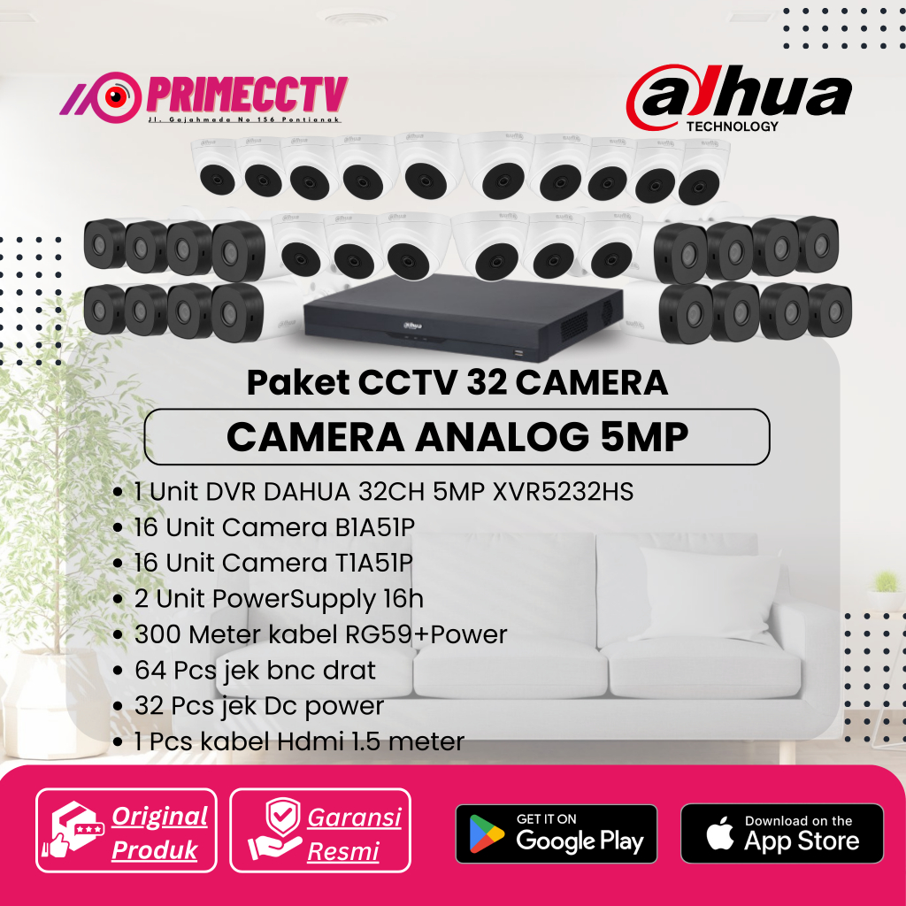 Paket cctv Dahua 32 Camera 5MP