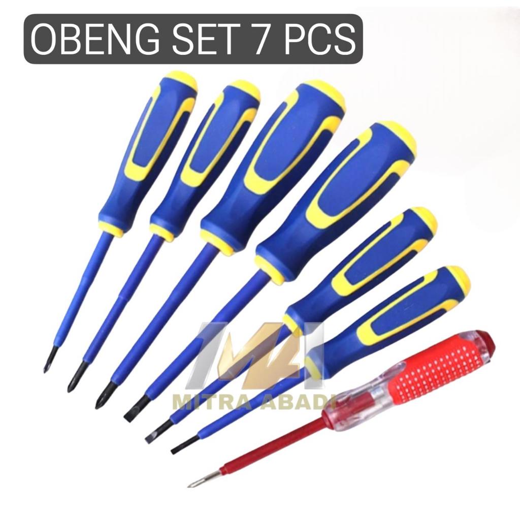 Obeng Listrik Set 7 Pcs Obeng Plus Minus Dan Tespen Obeng Set Obeng Tespen Set
