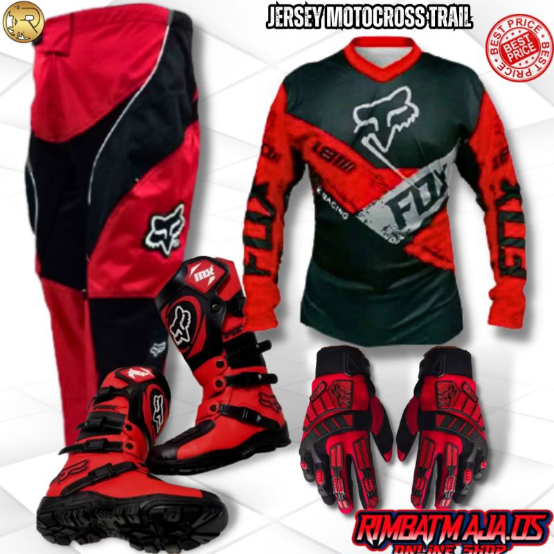 Jersey motor trail cross setelan dewasa/Paket jerset boot glove /Setelan Jersey paket trail cross ro