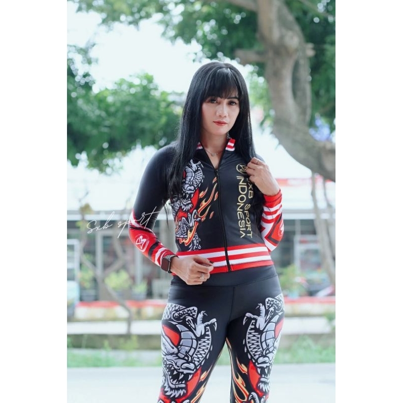 BAJU SENAM MURAH BERKUALITAS SXB SPORT JACKET CROP DRACONES AND LEGGING WANITA