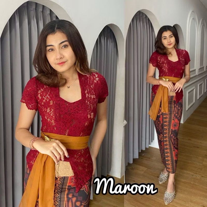 set kebaya bali Devara Lengan Tumpuk Pendek