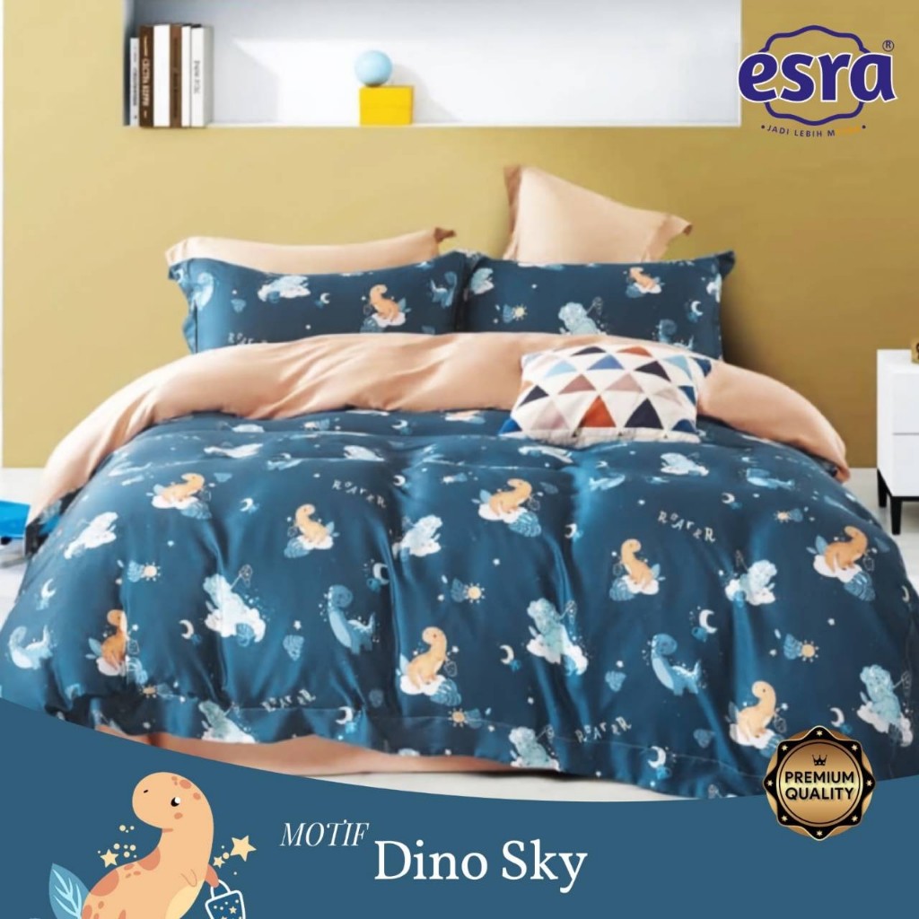 Bedcover & Sprei Premium Katun ESRA Motif Dino Sky