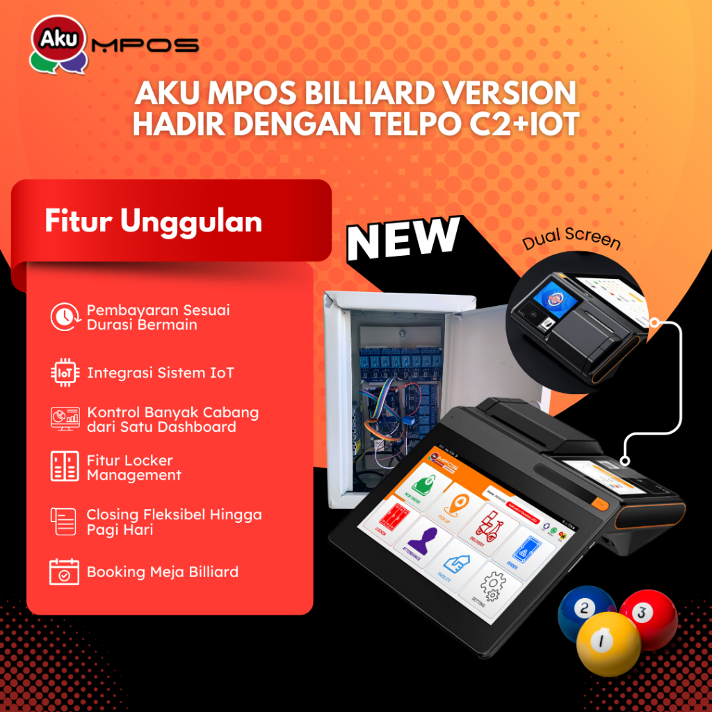 Paket Kasir Billing Billiard AKU MPOS Telpo M10 + Relay 10 Line