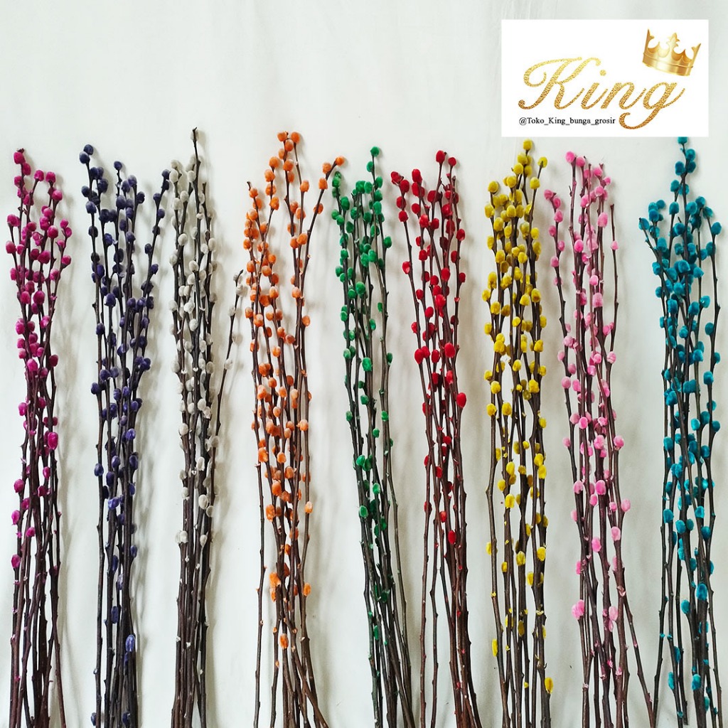 (9pcs) Dried Pussy Willow 2023 Bunga Imlek Dekorasi Chinese New Year Decoration CNY Bunga Kering Bun