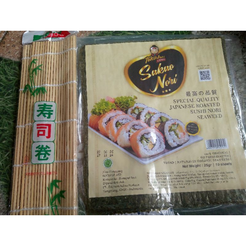 

Paket sushi Nori 10 Lembar + bambu halal murah dry seaweed