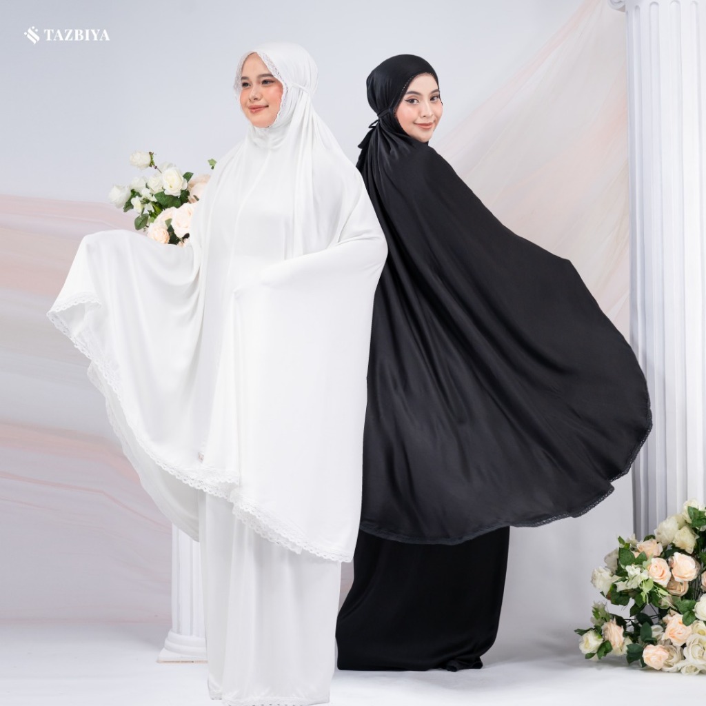 TAZBIYA - Mukena Silk Putih Premium Khazzanah | All Size fit to Jumbo | Mukena Haji | Mukena Umroh