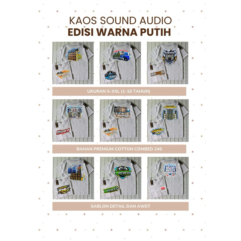 SPESIAL WARNA PUTIH-BAJU KAOS ANAK LAKI-LAKI/PEREMPUAN 1-10 TAHUN AUDIO SOUND SYSTEM PREMIUM COTTON 